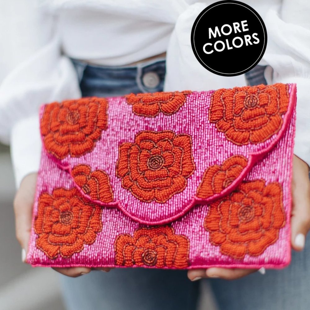 Beaded Clutch Couture Handbag LARGE 10"